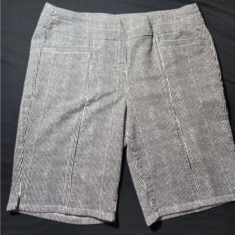 Westbound Black and White Striped Women's Bermudas